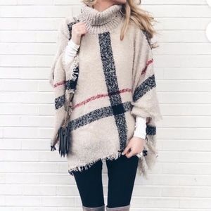 Goodnight Macaroon plaid poncho sweater